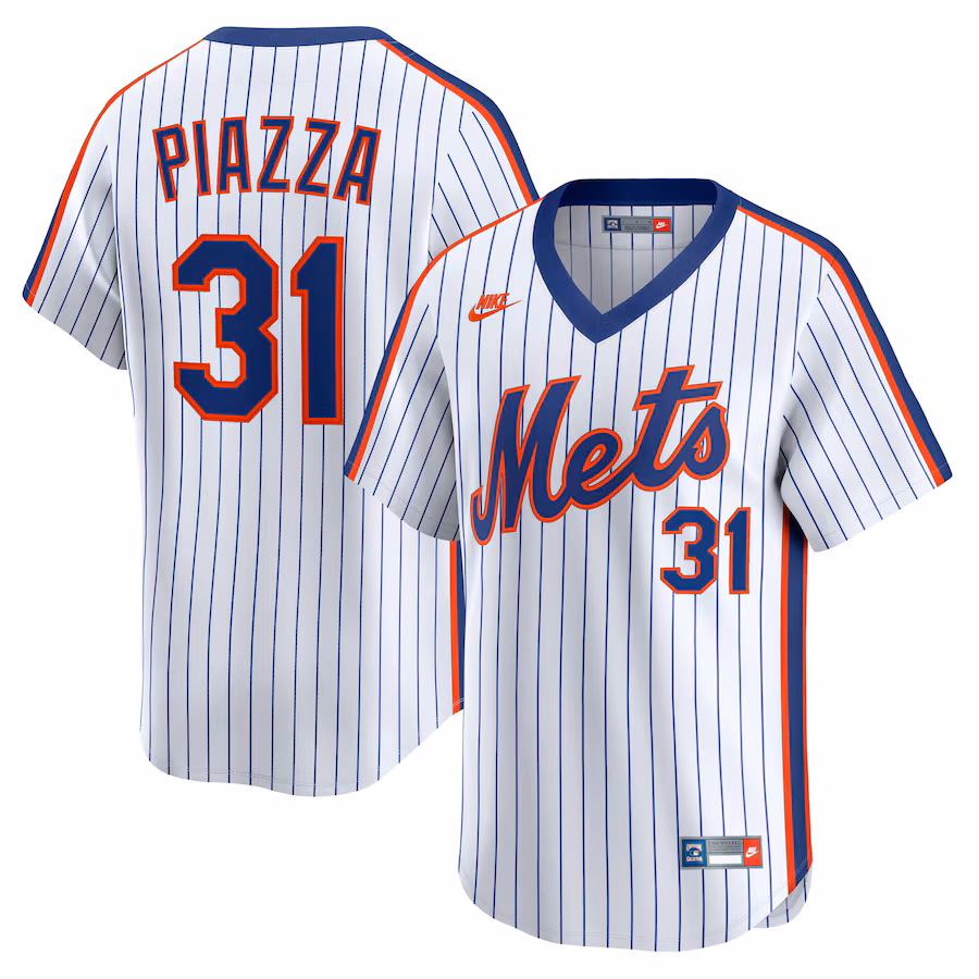 Men's New York Mets Mike Piazza Nike White Throwback Cooperstown Collection Limited Jersey