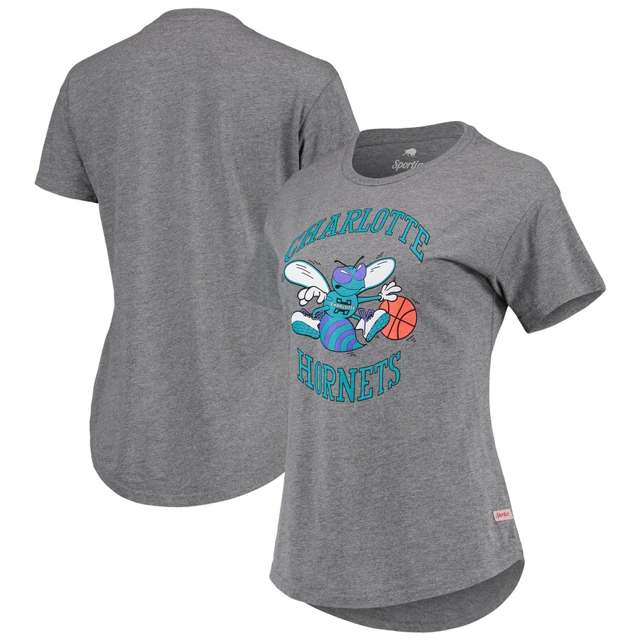 Women's Charlotte Hornets Sportiqe Heathered Gray Tri-Blend Phoebe T-Shirt