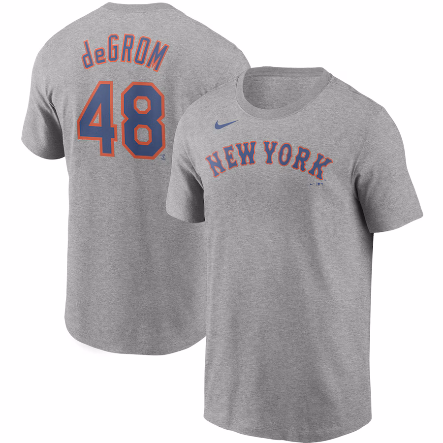 Men's New York Mets Jacob deGrom Nike Gray Name & Number T-Shirt
