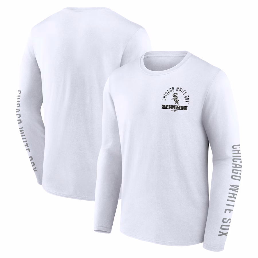 Men's Chicago White Sox Fanatics White Press Box Long Sleeve T-Shirt