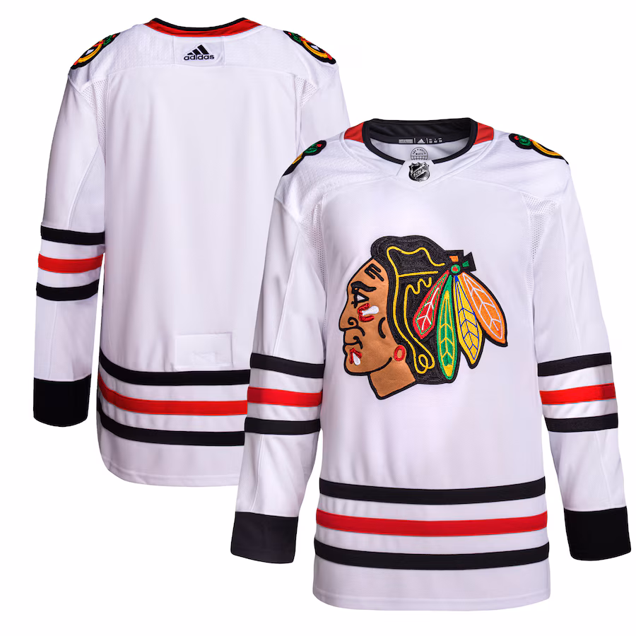 Men's Chicago Blackhawks adidas White Away Primegreen Authentic Jersey