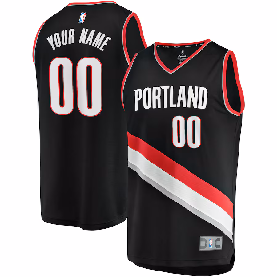 Men's Portland Trail Blazers Fanatics Black Fast Break Custom Replica Jersey - Icon Edition
