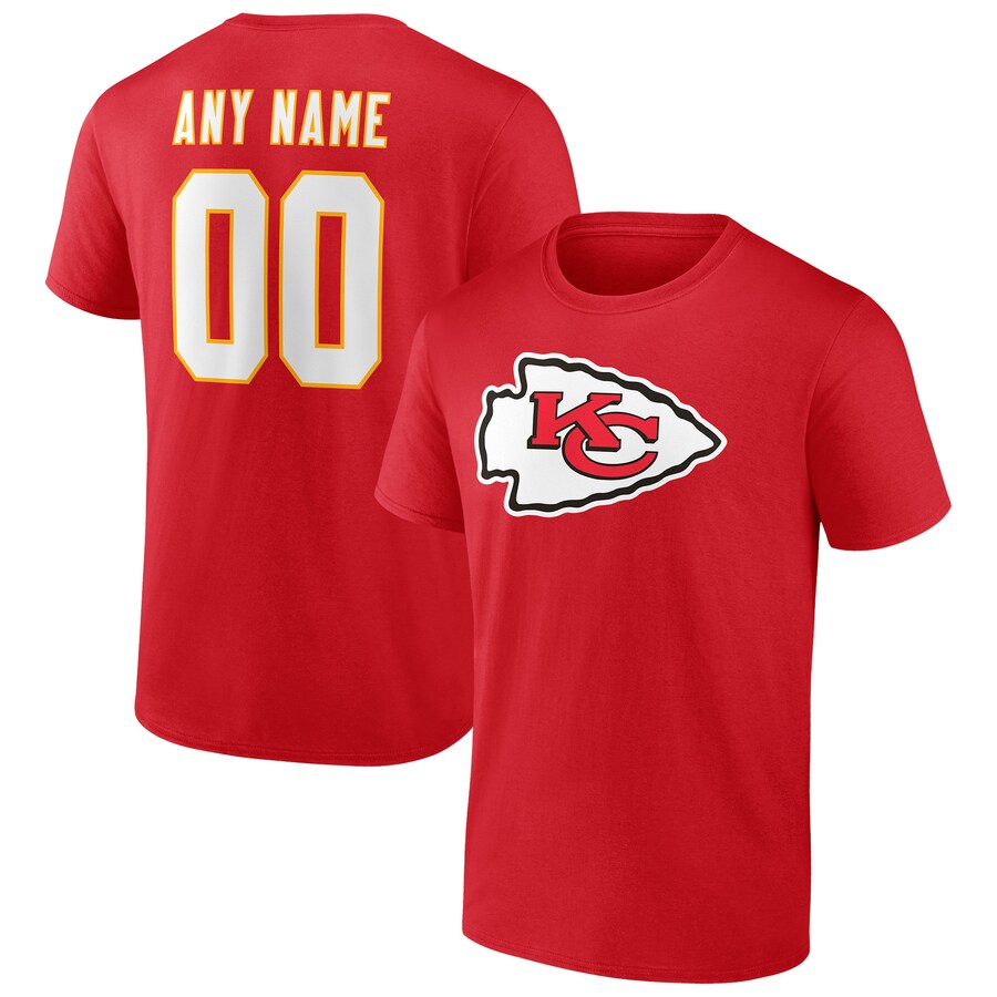 Men's Kansas City Chiefs Red Team Authentic Personalized Name & Number T-Shirt