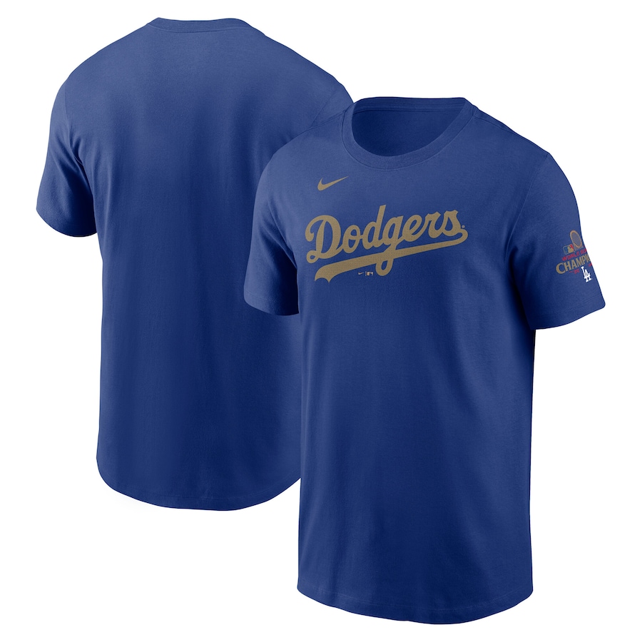 Men's Los Angeles Dodgers Nike Royal 2025 Gold Collection Wordmark T-Shirt