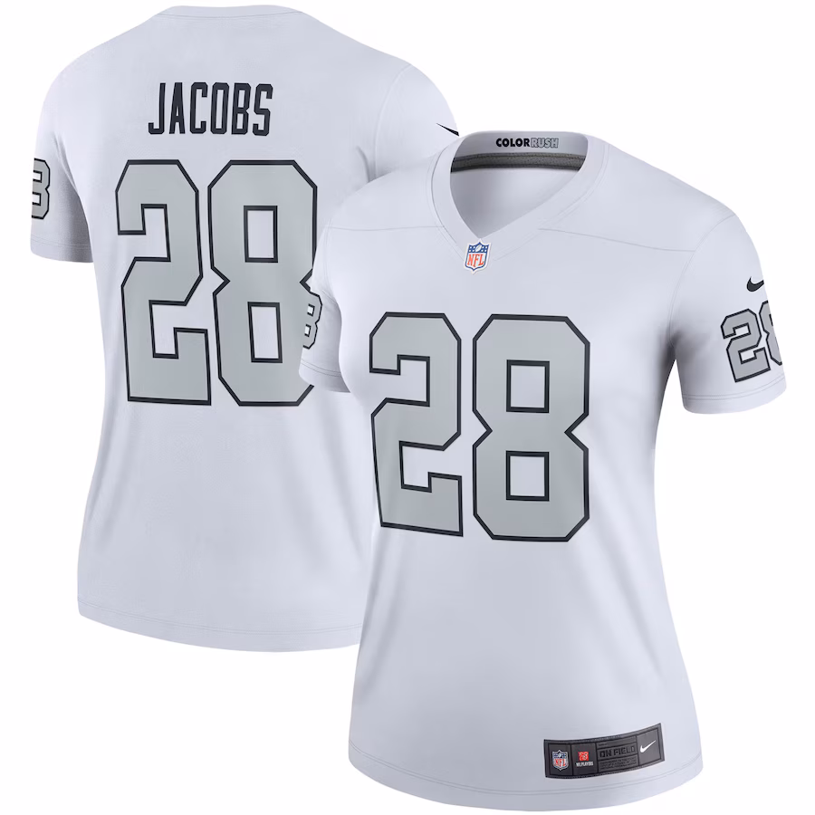 Women's Las Vegas Raiders Josh Jacobs Nike White Color Rush Legend Performance Jersey