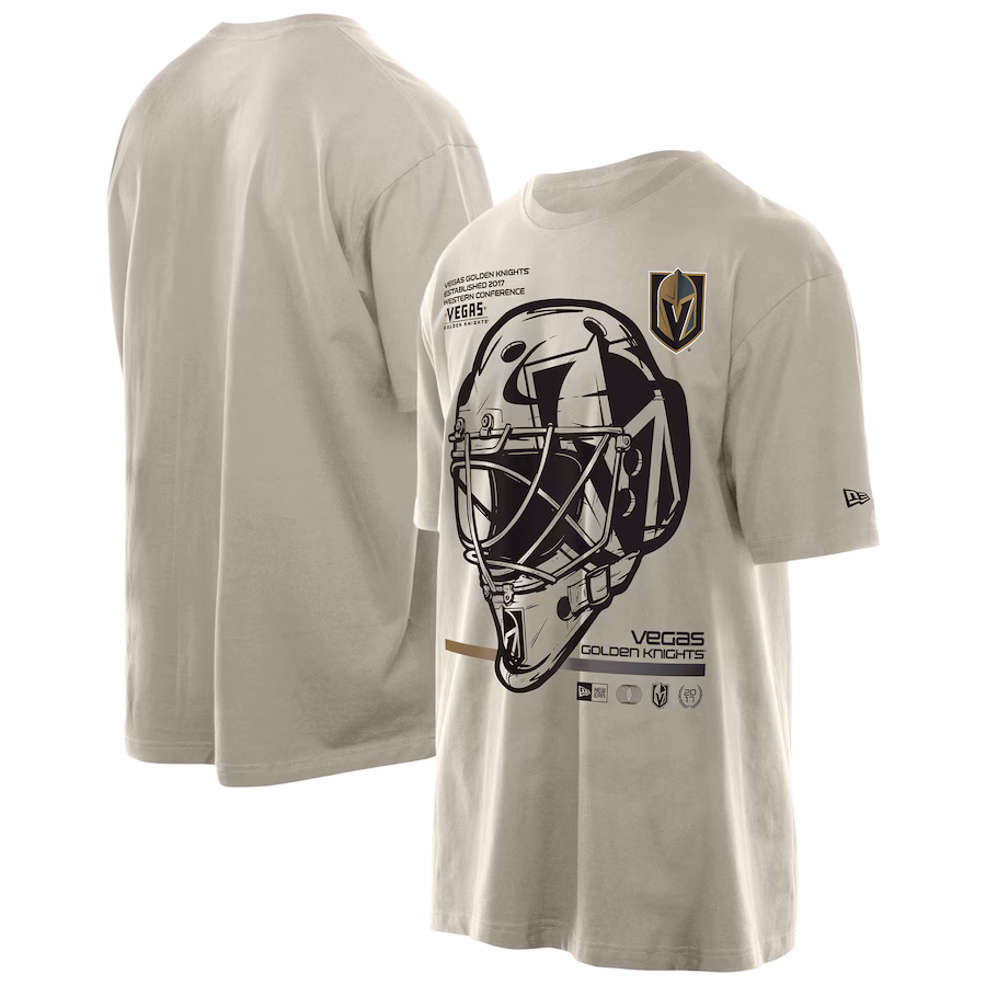 Men's Vegas Golden Knights New Era Tan Goalie Mask T-Shirt