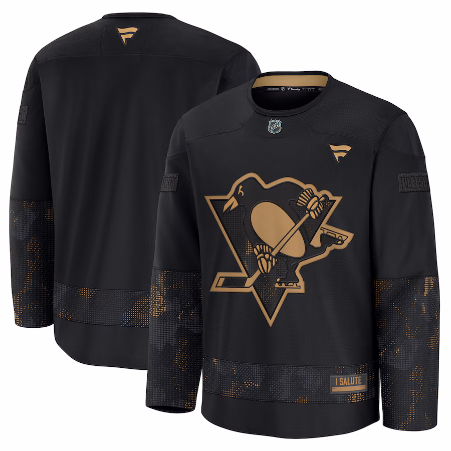 Men's Pittsburgh Penguins Fanatics Black 2024 Military Appreciation Practice Jersey