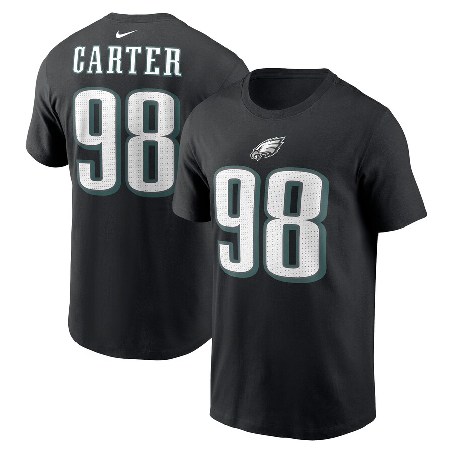 Men's Philadelphia Eagles Jalen Carter Nike Black Player Name & Number T-Shirt