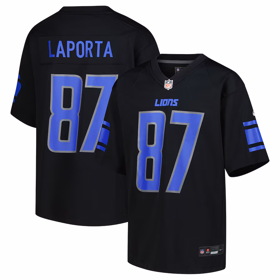 Youth Detroit Lions Sam LaPorta Nike Black Game Jersey