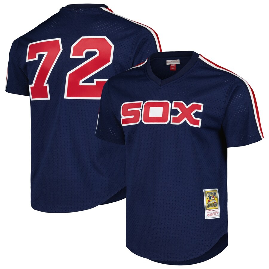 Men's Chicago White Sox Carlton Fisk Mitchell & Ness Navy Cooperstown Collection Mesh Batting Practice Jersey