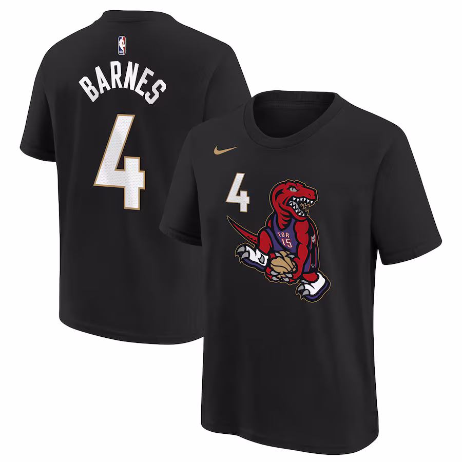 Youth Toronto Raptors Scottie Barnes Nike Black 2024/25 City Edition Name & Number T-Shirt