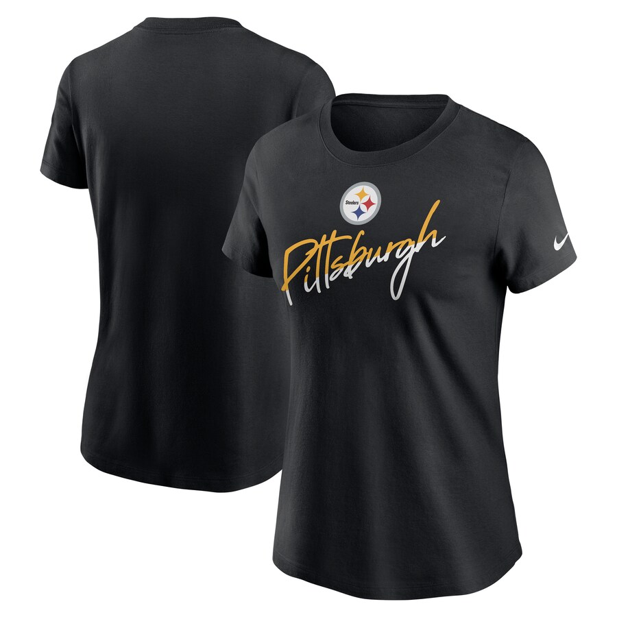 Women's Pittsburgh Steelers Nike Black Team City Roll T-Shirt