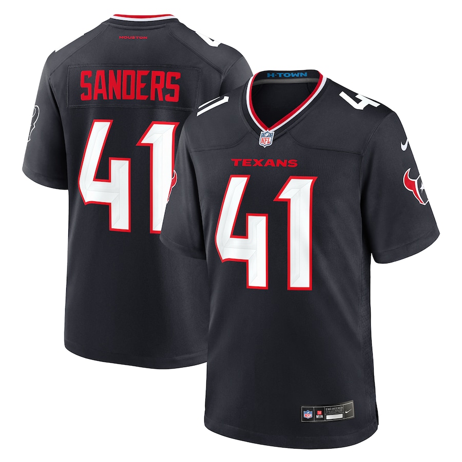 Men's Houston Texans Myjai Sanders Nike Navy Team Game Jersey