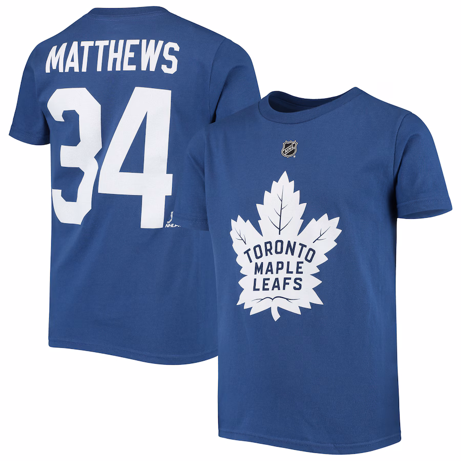 Youth Toronto Maple Leafs Auston Matthews Blue Player Name & Number T-Shirt