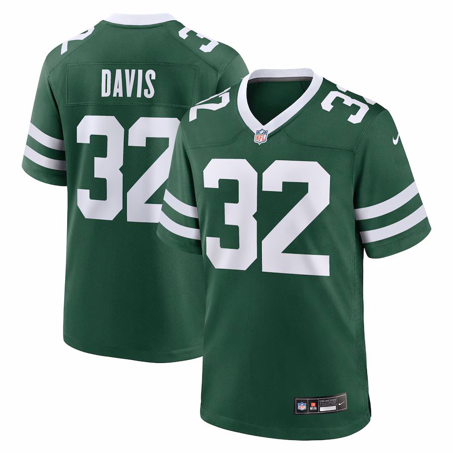 Men's New York Jets Isaiah Davis Nike Legacy Green Team Game Jersey