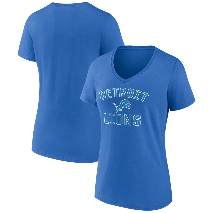 Women's Detroit Lions Blue Victory Arch Team V-Neck T-Shirt