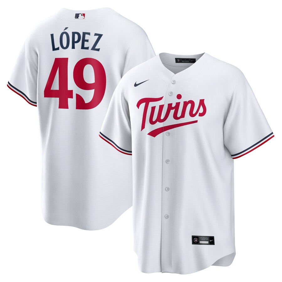 Men's Minnesota Twins Pablo Lopez Nike White Home Replica Jersey
