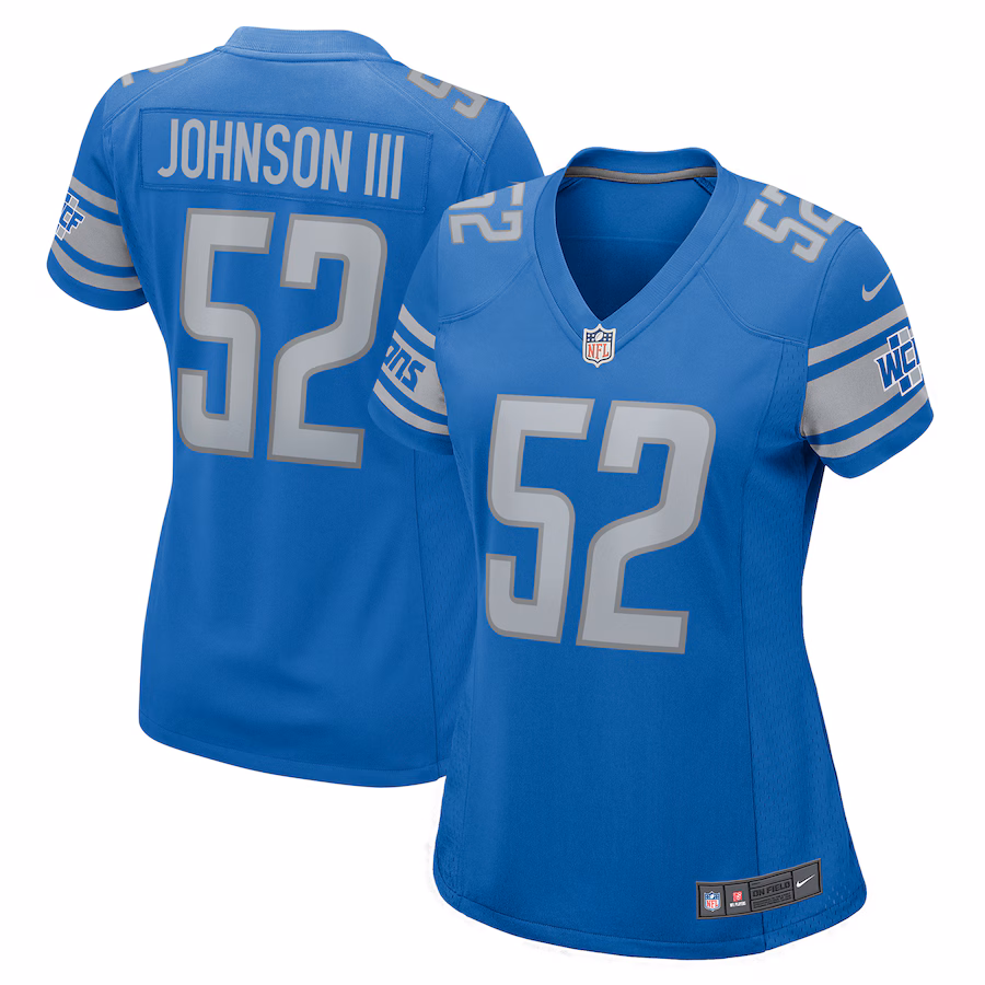 Women's Detroit Lions Raymond Johnson III Nike  Blue Team Game Jersey