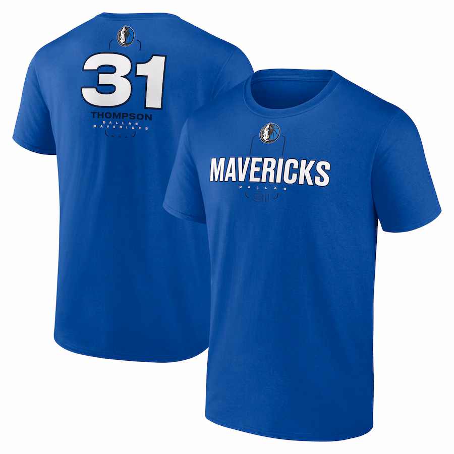 Men's Dallas Mavericks Klay Thompson Blue  Behind The Back Name & Number T-Shirt