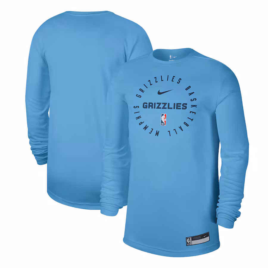 Men's Memphis Grizzlies Nike Light Blue 2024/25 Legend On-Court Practice Long Sleeve T-Shirt