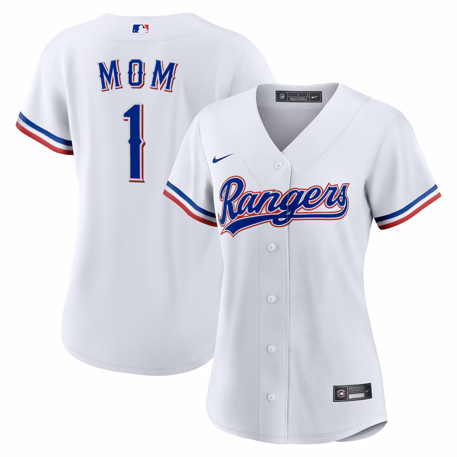Women's Texas Rangers Nike White #1 Mom Home Replica Jersey