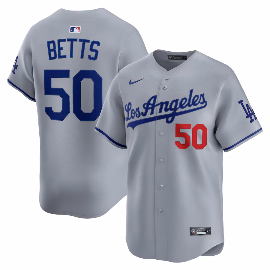 Men's Los Angeles Dodgers Mookie Betts Nike Gray Road Limited Player Jersey