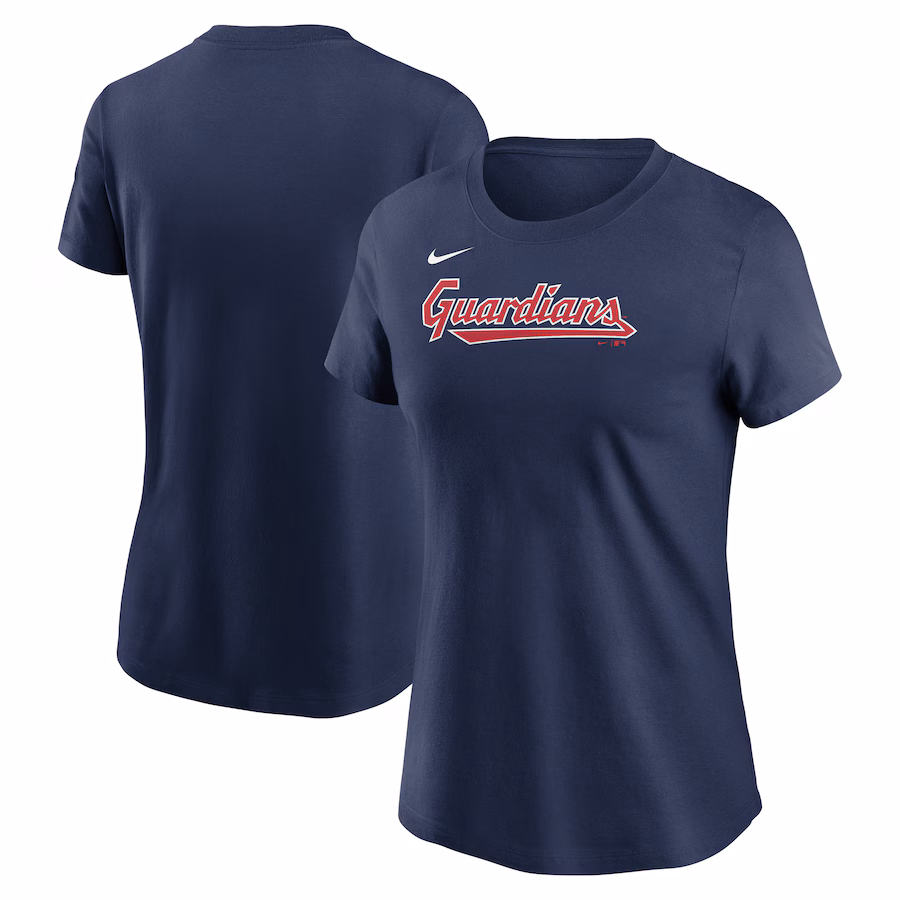 Women's Cleveland Guardians Nike Navy Fuse Wordmark T-Shirt