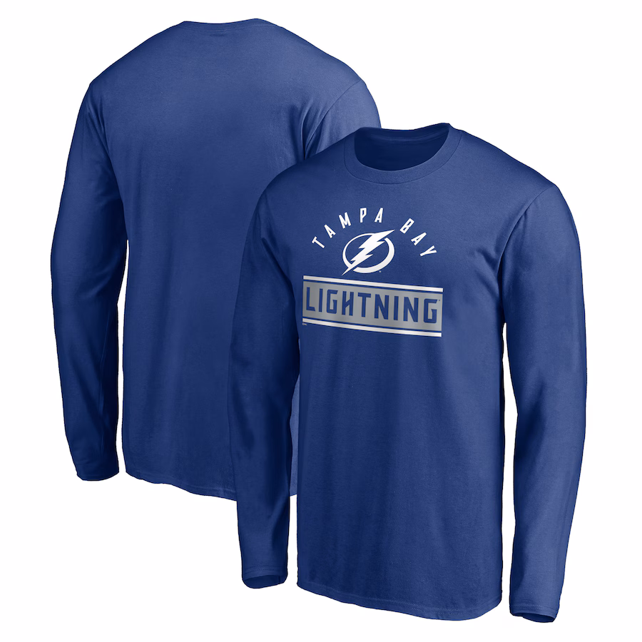 Men's Tampa Bay Lightning Blue Team Arch Knockout Long Sleeve T-Shirt