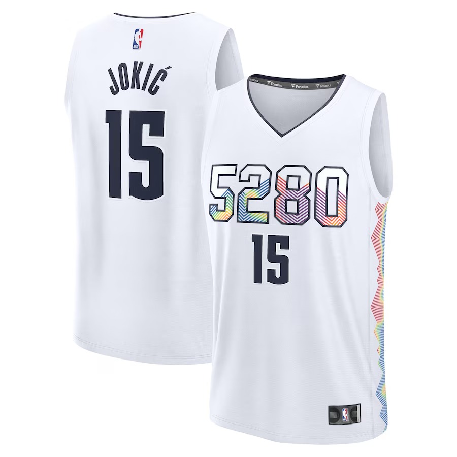 Men's Denver Nuggets Nikola Jokic Fanatics White 2024/25 Fast Break Player Jersey - City Edition