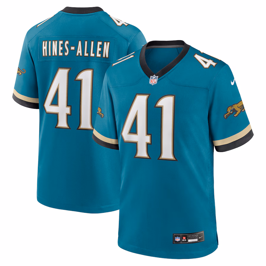 Men's Jacksonville Jaguars Josh Hines-Allen Nike Teal Prowler Throwback Player Game Jersey