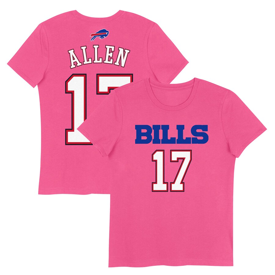 Girls Youth Buffalo Bills Josh Allen Pink Player Name & Number T-Shirt