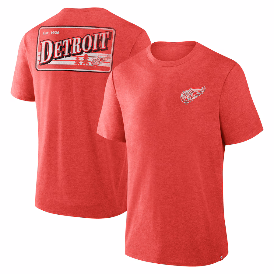 Men's Detroit Red Wings Fanatics Heather Red Fan Lanes Tri-Blend T-Shirt