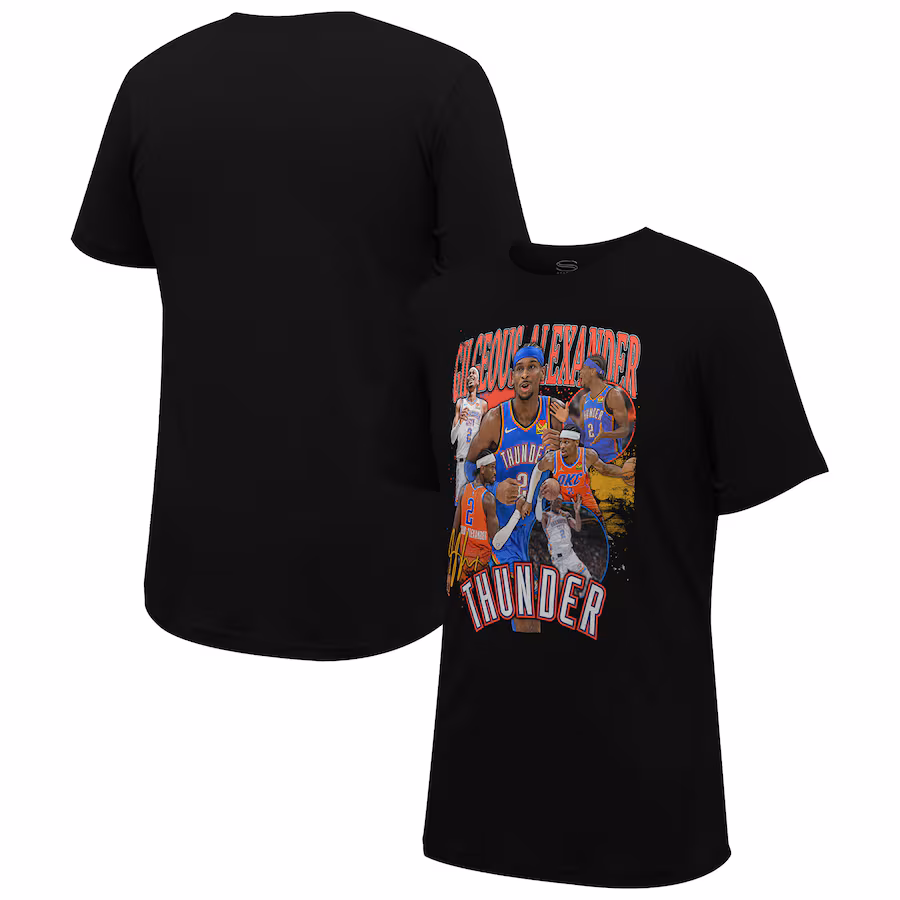 Unisex Oklahoma City Thunder Shai Gilgeous-Alexander Stadium Essentials Black Player Crossroads T-Shirt