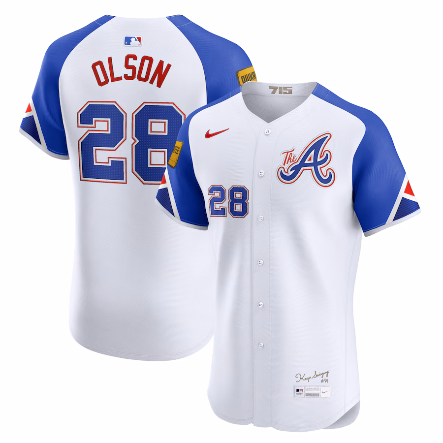 Men's Atlanta Braves Matt Olson Nike White City Connect Elite Jersey