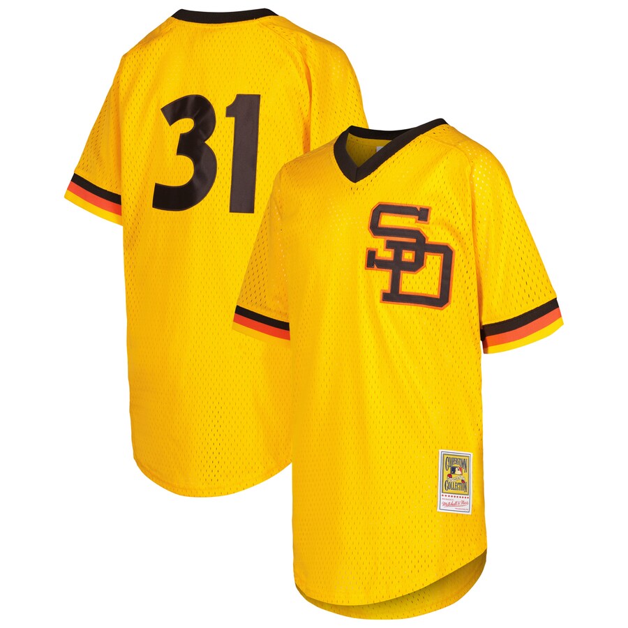 Youth San Diego Padres Dave Winfield Mitchell & Ness Gold Cooperstown Collection Mesh Batting Practice Jersey