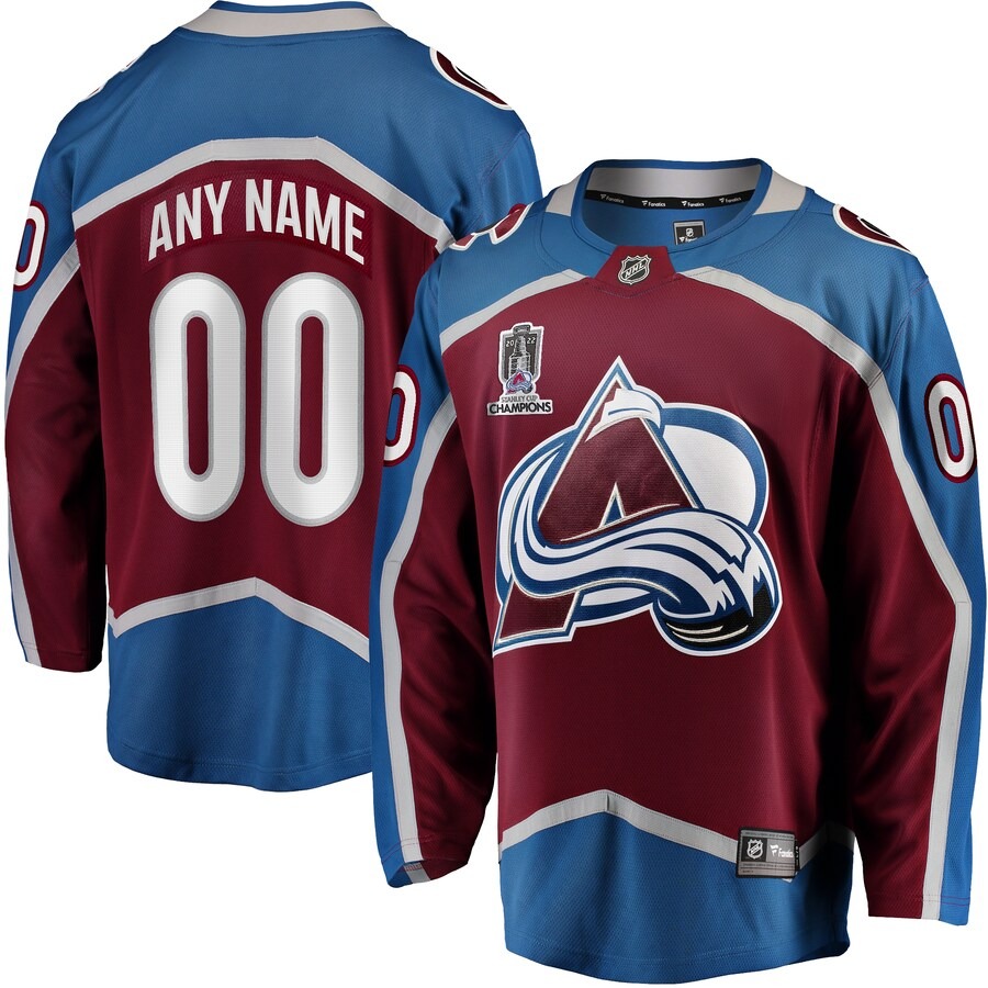 Men's Colorado Avalanche Fanatics Branded Burgundy 2022 Stanley Cup Champions Breakaway Home Custom Jersey