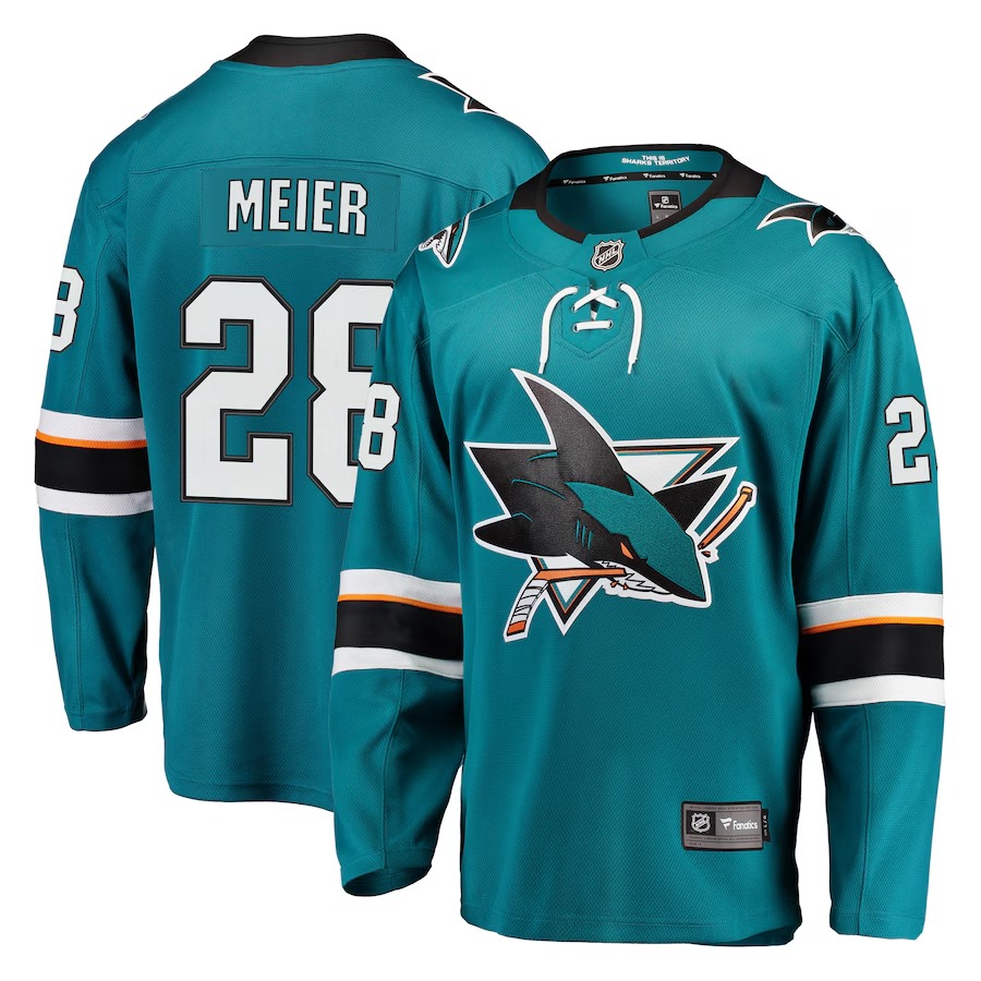 Men's San Jose Sharks Timo Meier Fanatics Teal Home Premier Breakaway Player Jersey