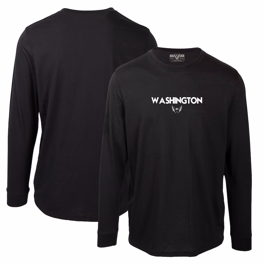 Men's Washington Capitals Levelwear Black Oscar City Capsule Long Sleeve T-Shirt