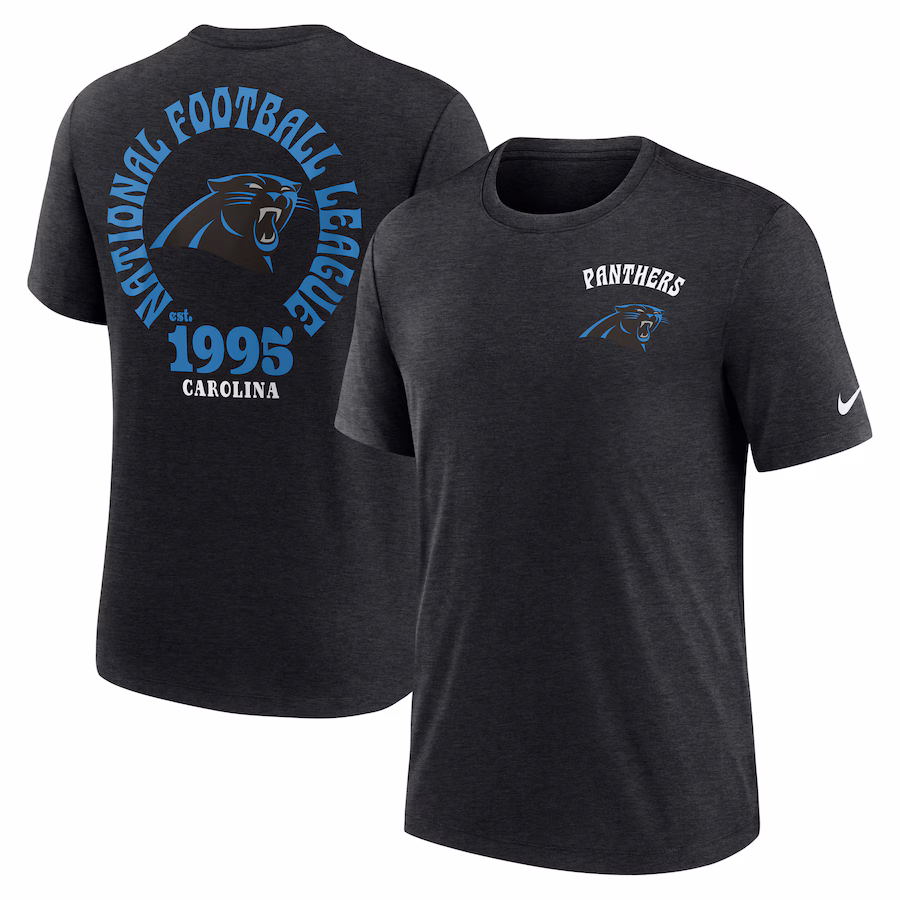 Men's Carolina Panthers Nike Black Rewind 2-Hit Tri-Blend T-Shirt