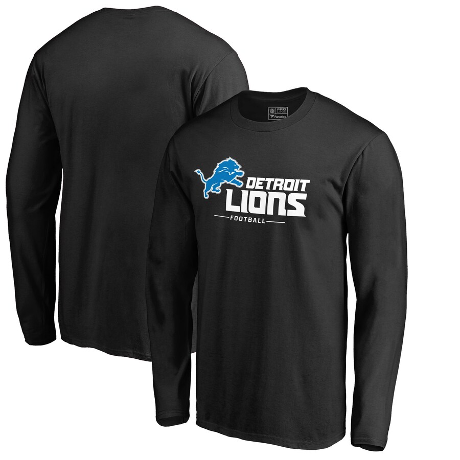Men's Detroit Lions Black Team Lockup II Long Sleeve T-Shirt