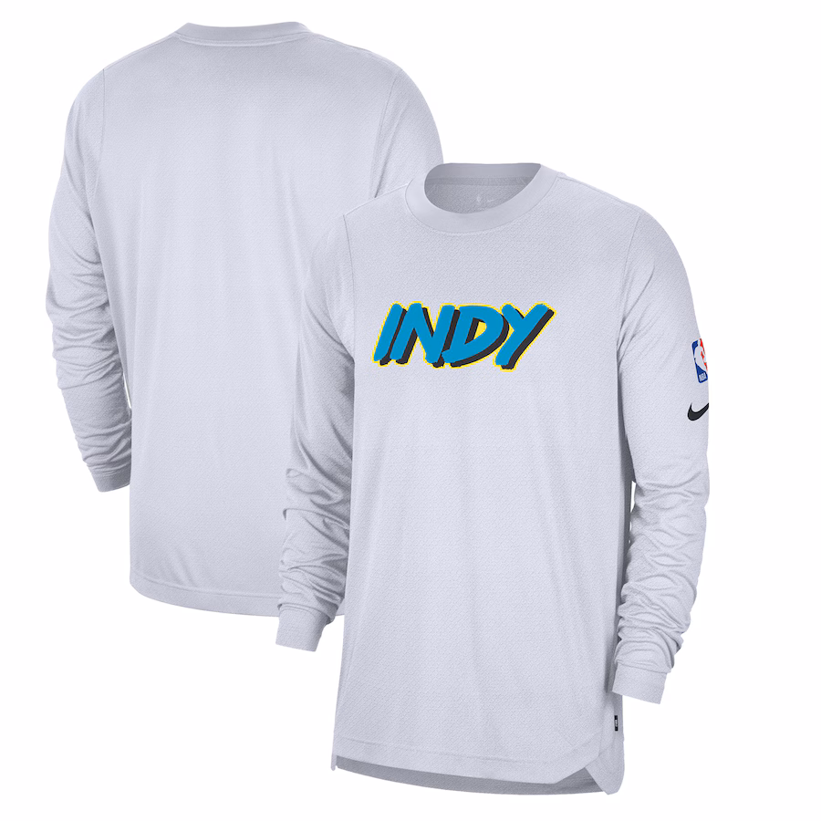 Men's Indiana Pacers Nike White 2024/25 City Edition Authentic Pregame Performance Long Sleeve Shooting T-Shirt