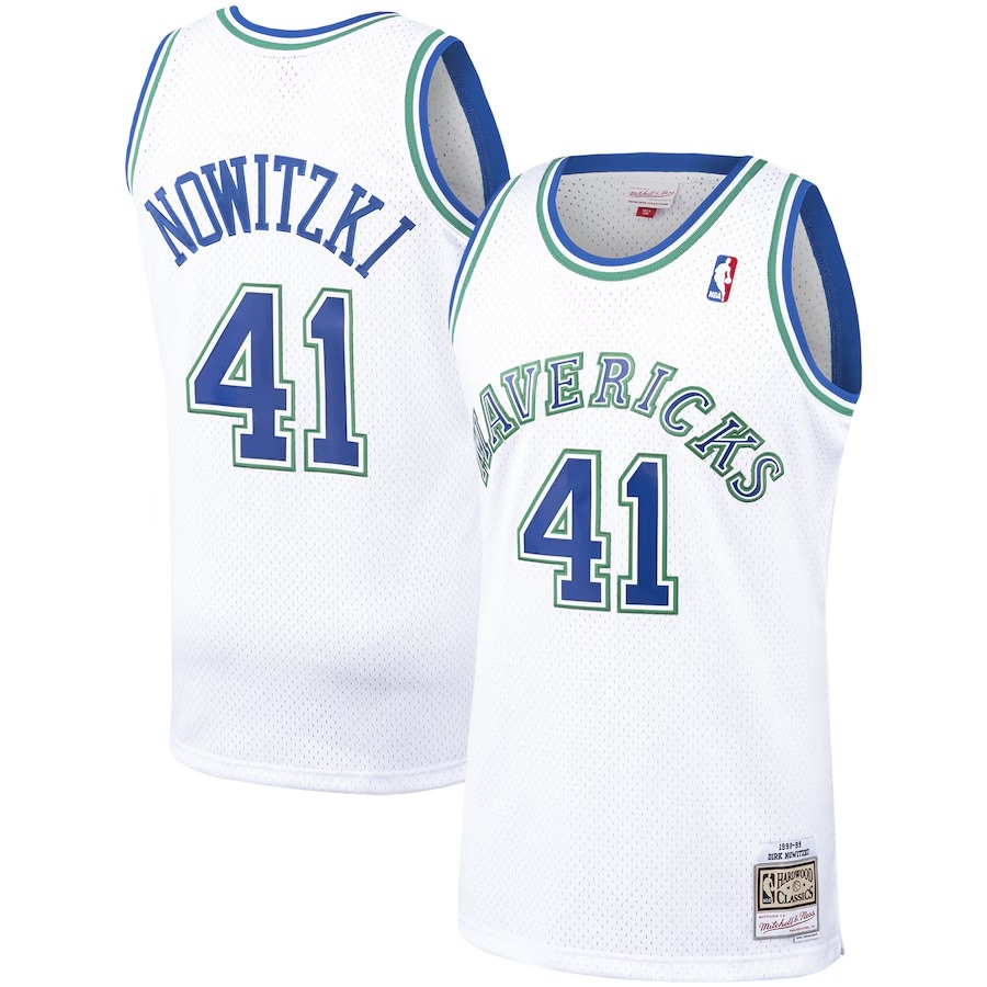 Men's Dallas Mavericks Dirk Nowitzki Mitchell & Ness White 1998/99 Hardwood Classics Swingman Jersey