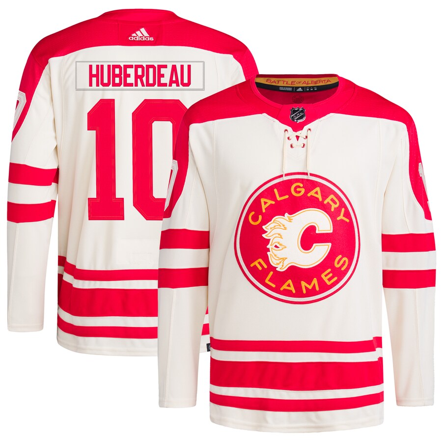 Men's Calgary Flames Jonathan Huberdeau adidas Cream 2023 NHL Heritage Classic Primegreen Authentic Player Jersey