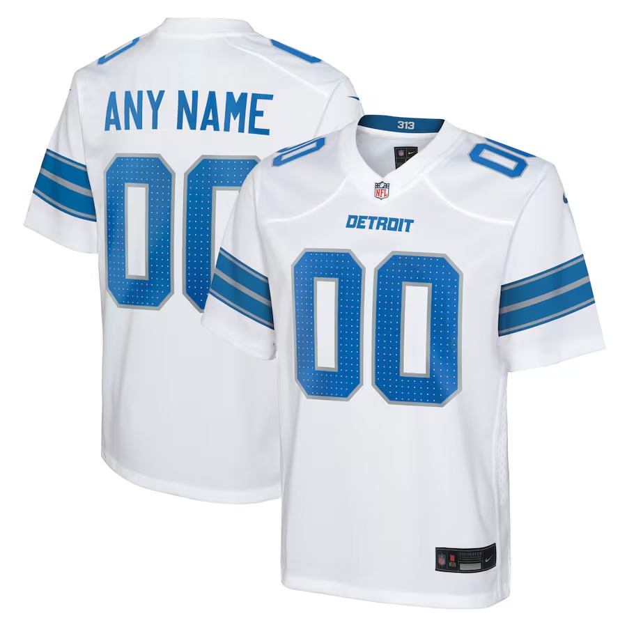 Youth Detroit Lions Nike White Custom Game Jersey