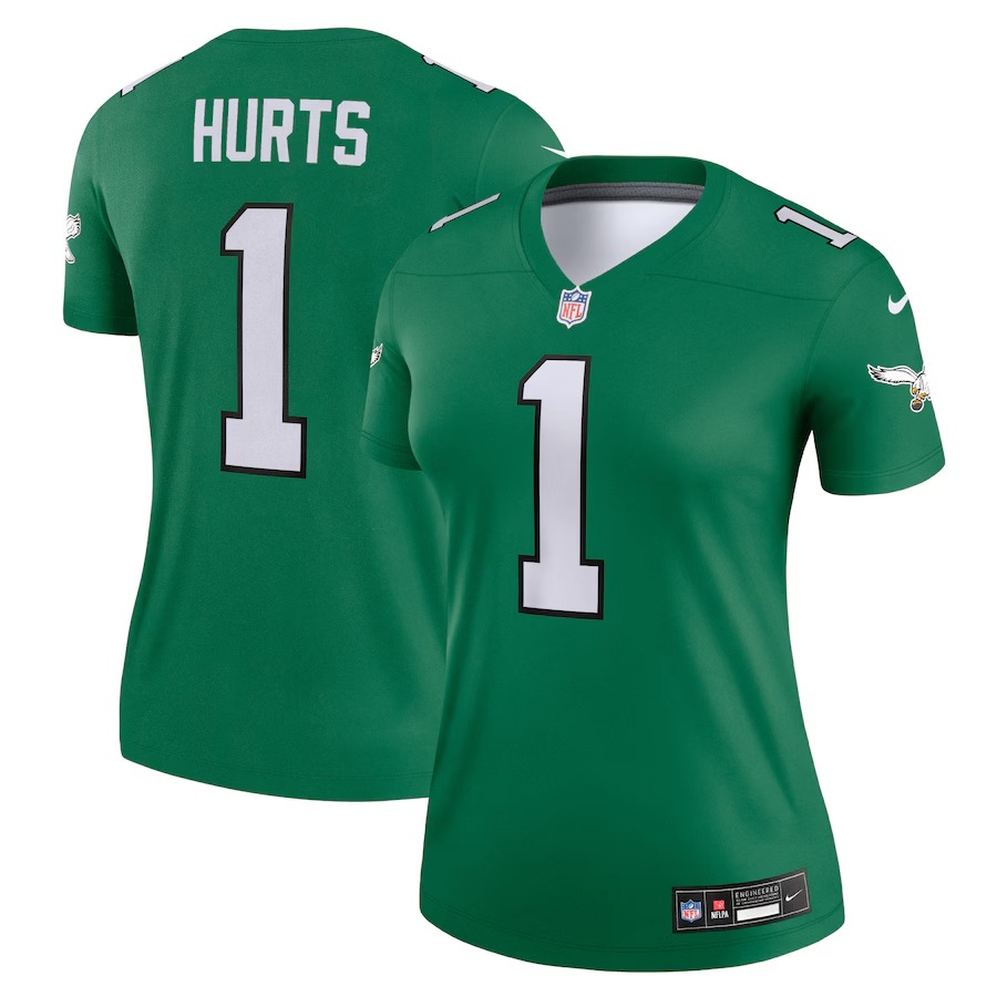 Women's Philadelphia Eagles Jalen Hurts Nike  Kelly Green Alternate Legend Player Performance Top