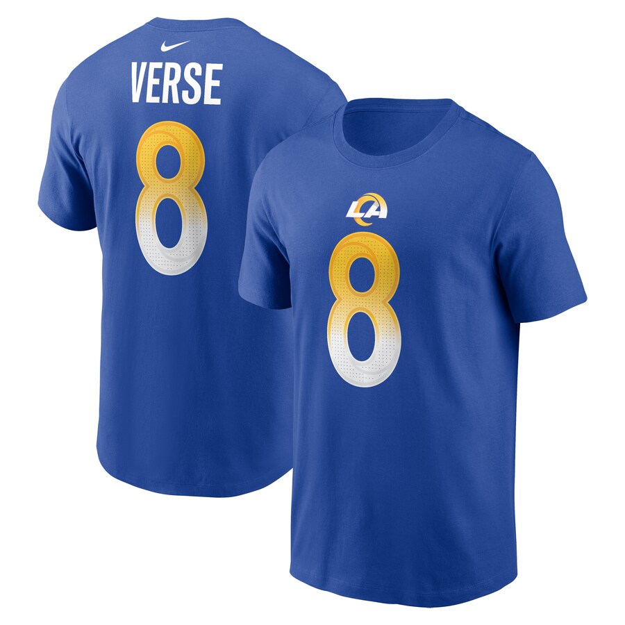 Men's Los Angeles Rams Jared Verse Nike Royal 2024 NFL Draft First Round Pick Name & Number T-Shirt