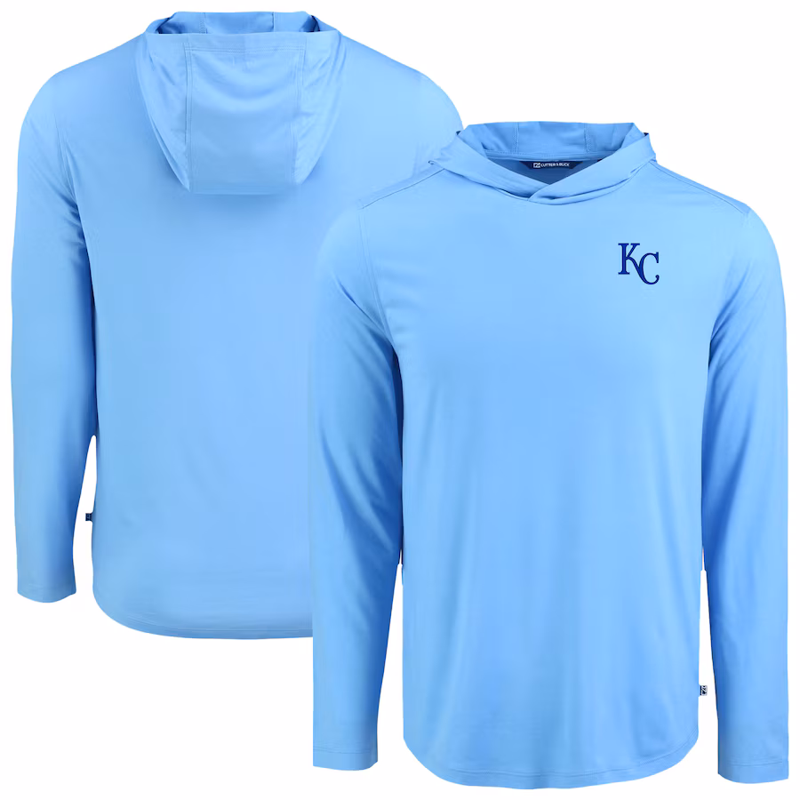 Men's Kansas City Royals Cutter & Buck Powder Blue Coastline Epic Comfort Recycled Eco Hoodie Long Sleeve T-Shirt