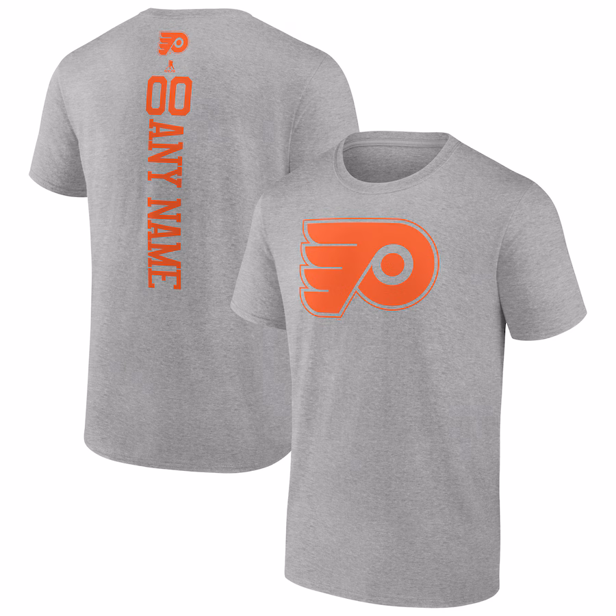 Men's Philadelphia Flyers Heather Gray Personalized Name & Number T-Shirt