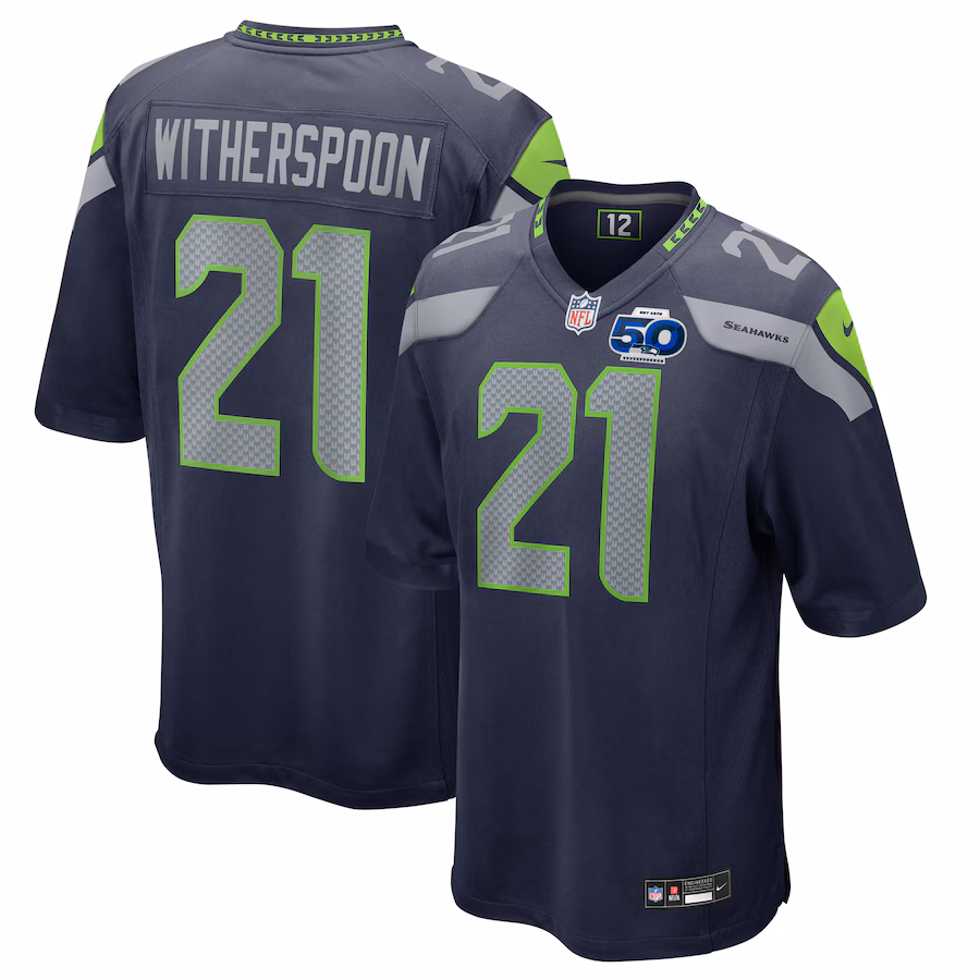 Men's Seattle Seahawks Devon Witherspoon Nike College Navy Team 50th Season Game Jersey