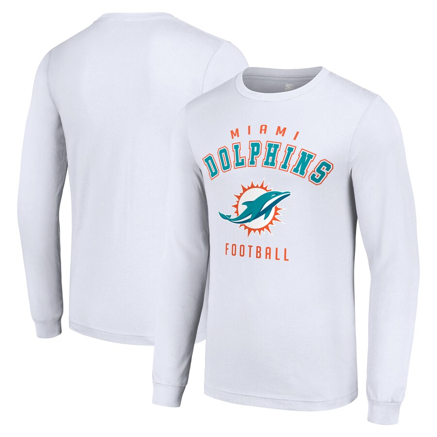 Men's Miami Dolphins Starter White Long Sleeve T-Shirt